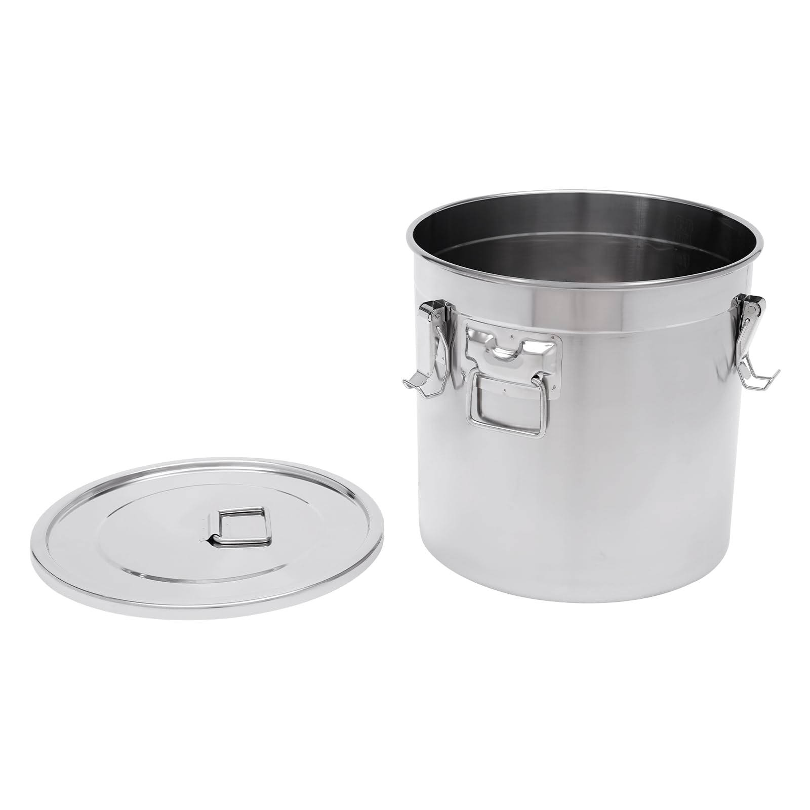 Contenitore ermetico in acciaio inox da 33 l, con coperchio e anello di tenuta in silicone, grande contenitore per alimenti, per riso, farina, cereali e tè, secchio in metallo per cucina e scorte