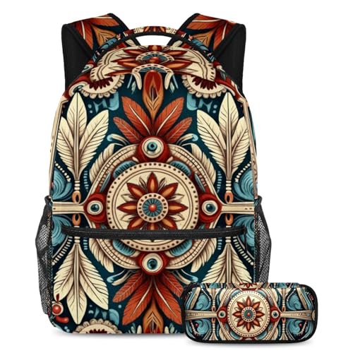Sac à dos art rétro amérindien filigrane de haute qualité avec sa trousse