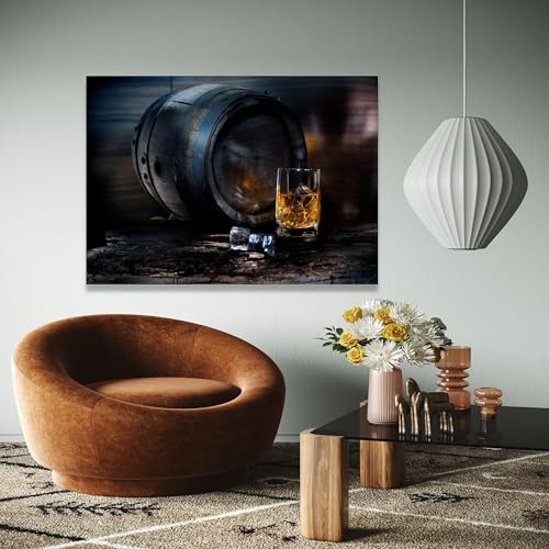 Impresión de barril de whisky en lienzo rústico, arte de madera oscura de alta calidad 4