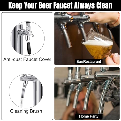 Single-Tap Kegerator Beer Tower, Stainless Keg Tower with Pre-Assembled Beer Line & Flow Control Beer Faucet, Spillproof Less Foam Draft Beer Dispenser Kegerator Beer Tap System for Bar Party Wedding - Thumbnail 6