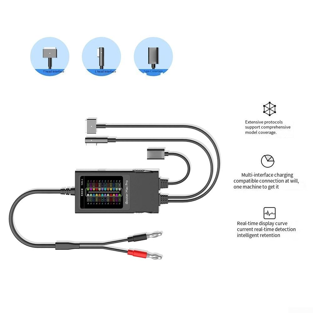 Analizador lógico para reparación de MacBook, herramienta de detección de corriente en tiempo real con diseño de conector triple, compatibilidad multiprotocolo para reemplazo de batería de