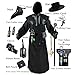 Absolute Vibe Plague Doctor Costume Halloween Medieval Monk Priest Renaissance Cosplay Cloak Robe Costume (L) Black