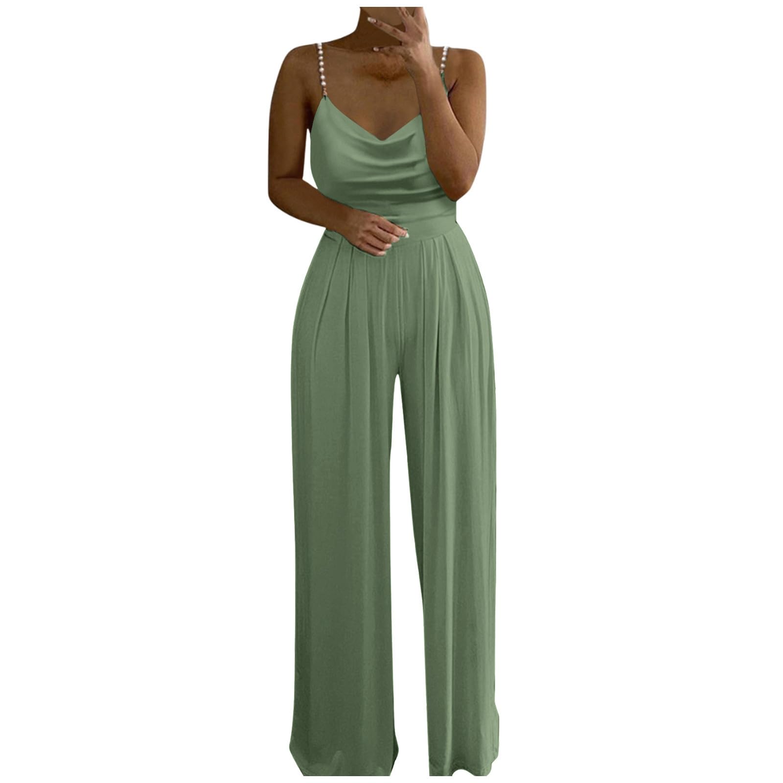 Generic Top Tirantes Mamelucos Pantalones Pierna Ancho Sling Top Sexy Soild Mono de Mujer Body uctor Mujer Espalda
