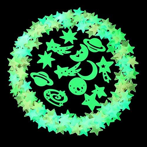 72 Pieces Magical 3D Glow in the Dark Stars Moon and Planets Shapes Luminous Fluorescent Stickers DIY Wall Ceiling Decal Murals for Sensory Nursery Baby Kids Bedroom Living Room Decoration
