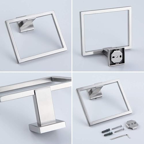 Miniatura 6 de Toallero de mano para baño SUS 304 de acero inoxidable para toallas de mano resistente, soporte de pared para toallas cuadrado simple, acabado