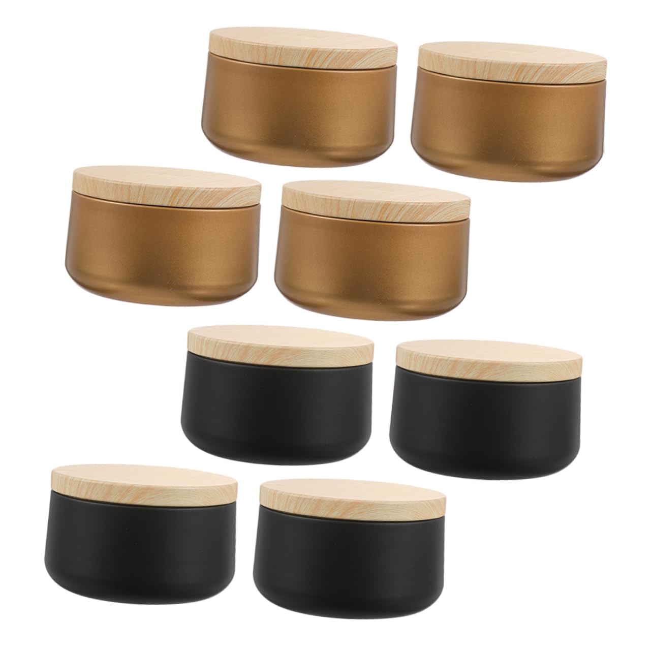OSALADI 8Pcs Tinplate Candle Cans with Wooden Lids Snack and Jewelry Packaging Boxes for Candle Making and Present Giving
