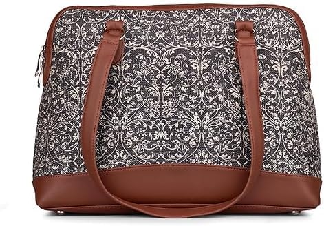 Women’s Jute & Vegan Leather Tote Bag – Handcrafted Work Shoulder Bag with Double Handles, Spacious Carryall for Office, Daily Use & Travel