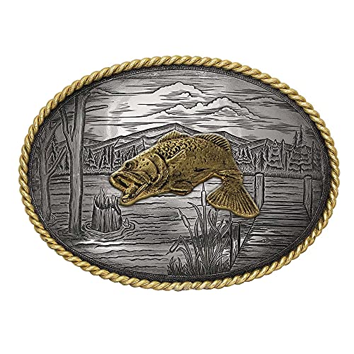Montana Silversmiths Western Lifestyle Wildlife Series Made in the USA Belt Buckle (Rope Trimmed Bass)