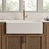 DeerValley DV-1K510 Grove 30"L x 18"W Farmhouse Kitchen Sink, Fireclay Apron Front Sink White Single Bowl Kitchen Sink with Sink Grid and Basket Strainer