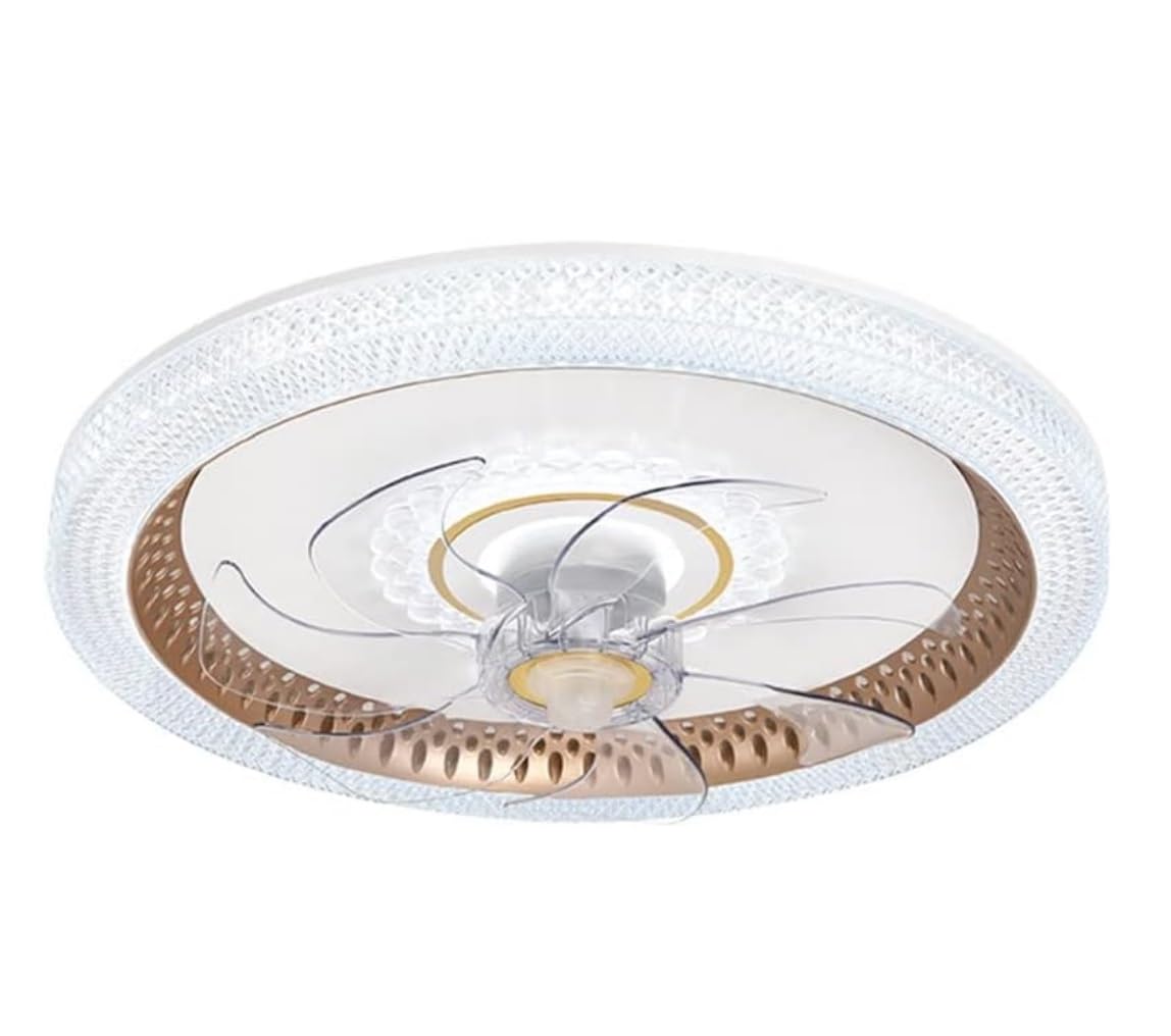HXYSXHJUO Ceiling fan light LED Fan Light Ultra Slim Mute Remote Control Dimmable 19.7 Inch Bedroom Restaurant Kitchen Gold 50CM