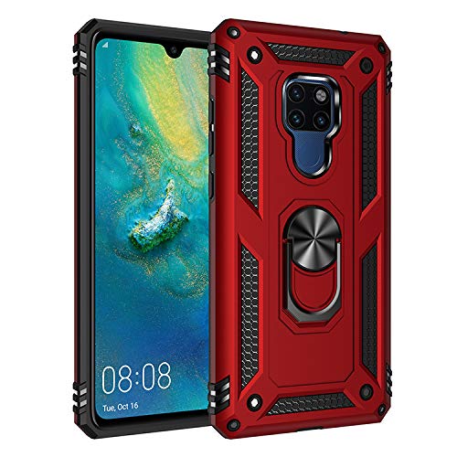 BestST Hülle für Huawei Mate 20X Hülle für Huawei Mate 20X Schutzhülle 360 Grad Drehbar Ringhalter mit Magnetischer Handyhalter Auto Handy hülle + Bildschirmschutz - Rot