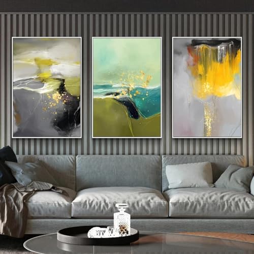 Peinture sur toile abstraite nordique KEBIA lot de 3 affiches minimalistes 50x70 cm