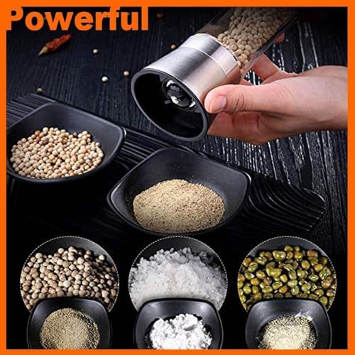 Image of Pepper Grinder or Salt Grinder, Best Spice Mill with Ceramic Blades, Adjustable Coarseness, Black Pepper Mill Grinder Shaker Steel Lid (Big Paper Ill 2)
