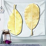 Tapiz De Baño Tapiz De Pared Yoga Oro Hoja De Plátano De Hoja De Oro Tapices Pequeños Tapiz Rectangular Piscina para La Decoración De La Sala De Estar del Dormitorio 59x59 Inches