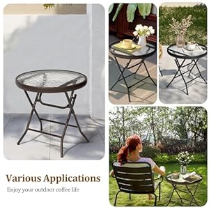 Outdoor Side Table Small Patio End Table All Weather Patio Furniture Sets and Outside Furniture for Pool Balcony Deck Porch Brown