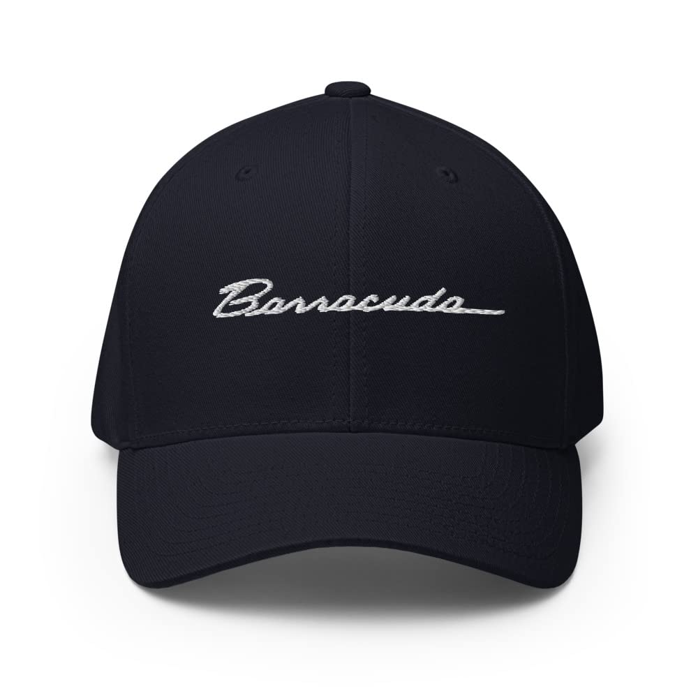 Lata 70. Barracuda Script Muscle Car Cuda haftowana zamknięta czapka strukturalna elastyczna dopasowana czapka