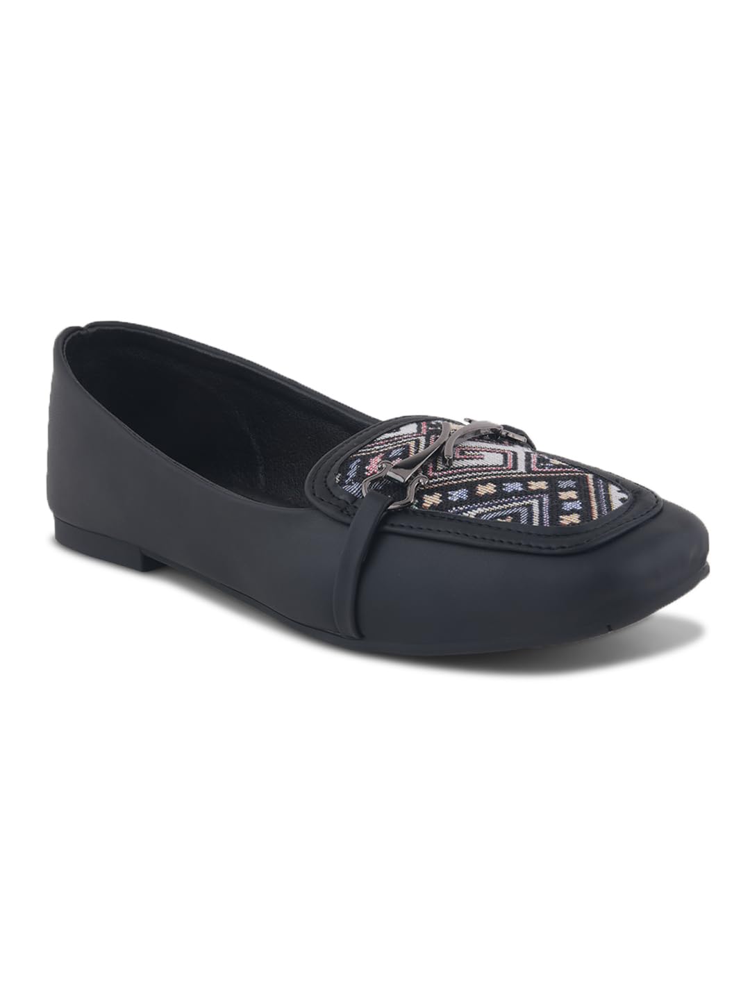 Black Aztec Weave Horsebit Comfort Loafers-image-35