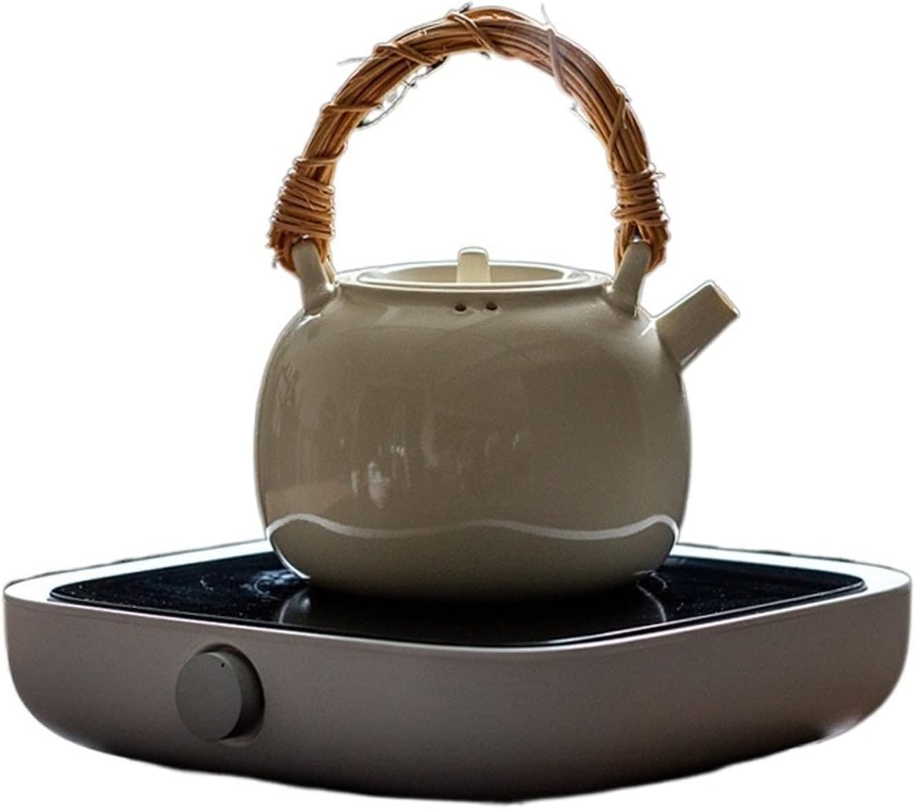 SHAARI Kettle Soda Glaze Raw Ore Boiled Tea Beam Pot Tea Maker Teapot White Clay Pot Open Fire Ceramic Kettle Electric Pottery Stove Tea Set (Color : A-18X14CM 850ML)