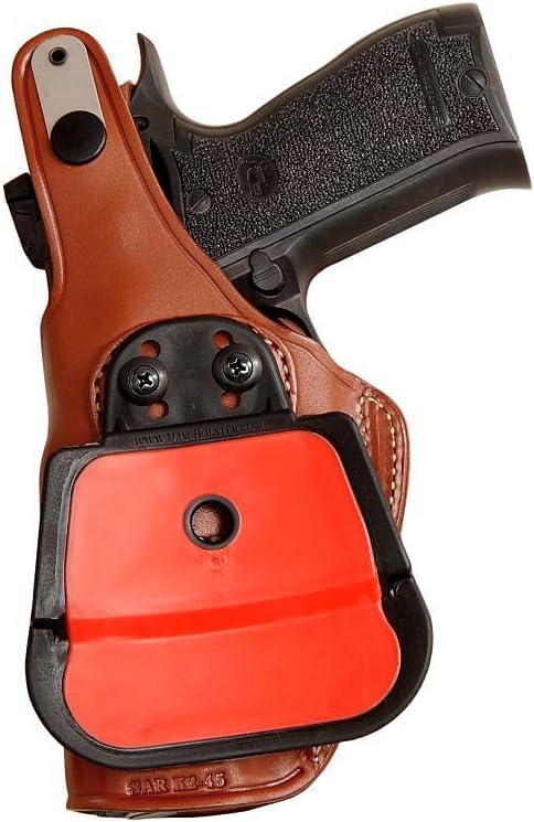 Premium Leather OWB Paddle Holster with Thumb Break fits, SAR Arms, SAR K2 45, 4.5" BBL, Right Hand Draw, Brown Color #1090#