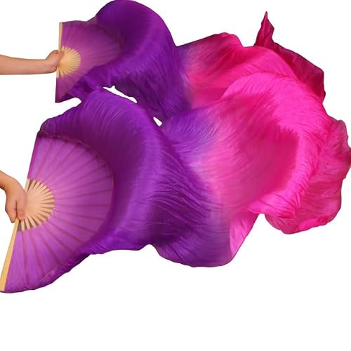 DMLAYHP Belly Dance Fan Belly Dance Silk Fans 1 Pair Of Belly Dancing(5,120cm)