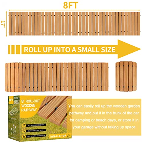 Tonahutu 8Ft Wooden Garden Pathway,Roll Out Wooden Pathway Weather-Resistant Walkway For Outdoor Patios 17 Inch W Roll Out Hardwood Walkway With Non-Slip Surface Wedding Party Pathways thumb #2