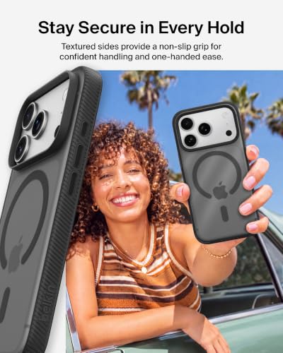 Image of Belkin Grip Case for iPhone 18 Pro Max /17 Pro Max, MagSafe & Qi2 Compatible, Up to 2m Military-Standard Drop Protection, Anti-Slip Grip, Nano-Titan Technology, Camera Control, Black