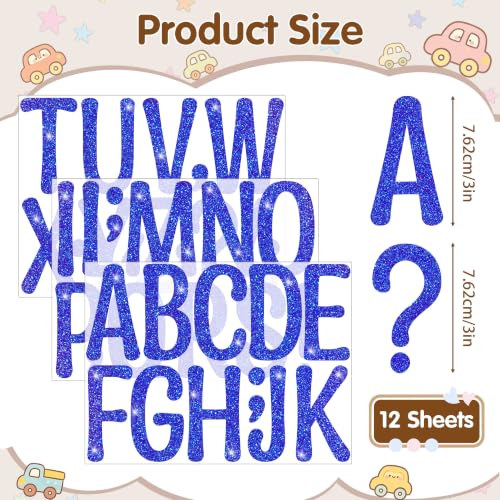 Image of Glitter Letter Stickers, 3 Inch Large Letters for Poster Board (Blue) | 160 PCS,Self-Adhesive,Vinyl Alphabet Stickers,Bulletin Board Letters for Classroom,Party,DIY Crafts,Home,Office,Mailbox Decor