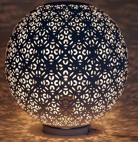 Guru-Shop Lámpara de Mesa de Metal/lámpara de Mesa de Diseño Marroquí, Lámpara Oriental en Forma de Bola, Marrón, Demetal, 30x30x30 cm, Lámparas de Mesa Orientales