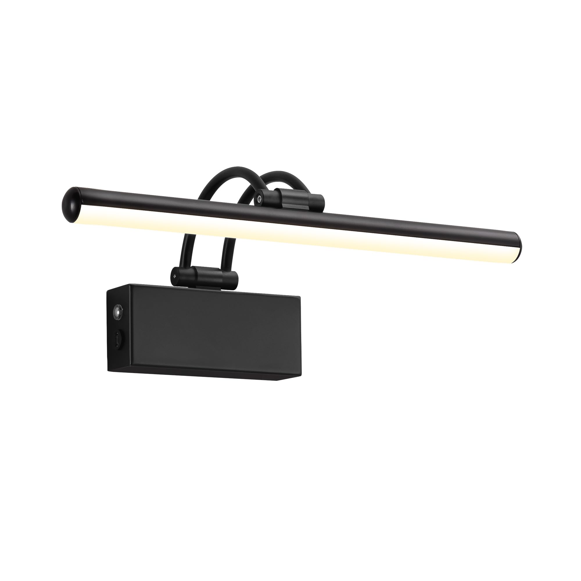 KDG LED Cordless Wall Picture Light with Remote, 5200mAh Rechargeable Dimmable Art Lighting, Adjustable Swing Arm, Picture Frame Light for Gallery, Living Room, Hallway, 13.5 inch, Black