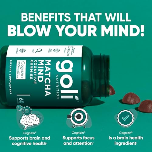image for Goli Matcha Mind Gummies - 180 Count - Green Tea Leaves Powder with Co