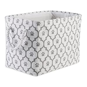 Bone Dry Pet Storage Collection Lattice Paw Print, Medium Rectangle, White/Gray