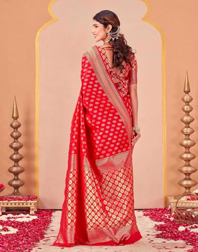Image of SIRIL Women's Kanjivaram Soft Silk Saree Pure Silk Saree With Unstitched Blouse Piece