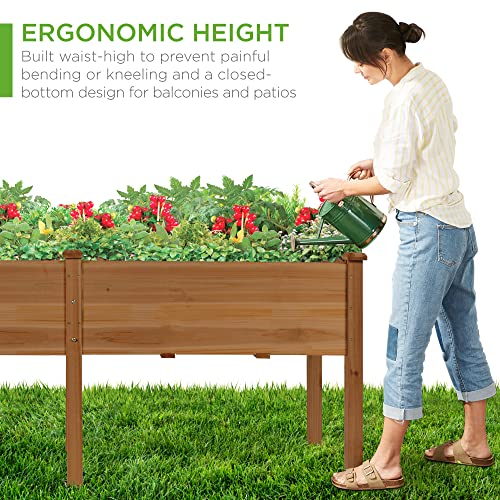 Best Choice Products 72x23x30in Raised Garden Bed, Elevated Wood Planter Box Stand for Backyard, Patio, Balcony w/Divider Panel, 6 Legs, 300lb Capacity - Acorn Brown - Image 6