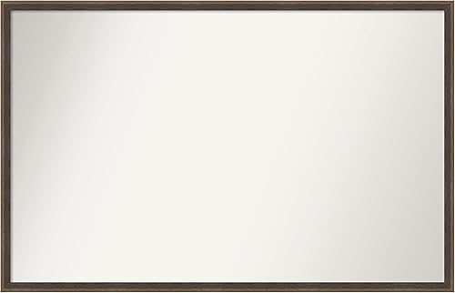 Amanti Art Brown Bathroom Mirror for Over Sink, 25x39 Custom Made Hardwood Wedge Mocha Rectangle Vanity Mirror, Large Modern Wood Frame, Hangs