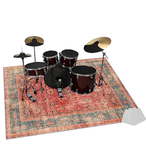 Alfombra Acusticas, Alfombrilla de Tambor, Alfombra para Batería Tambor, Alfombrilla de Protección del Suelo, Alfombras de Batería Acústico para Kits de Batería Electrónica Bombo Caja 150 x 120 cm