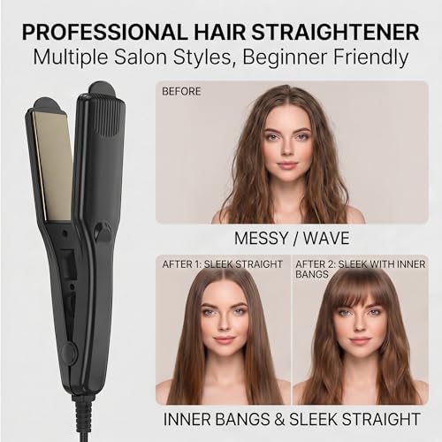 Plancha para el cabello con placas de titanio, calentamiento rápido en 30 segundos, temperatura constante, herramienta portátil para uso en salón y en casa miniatura 6