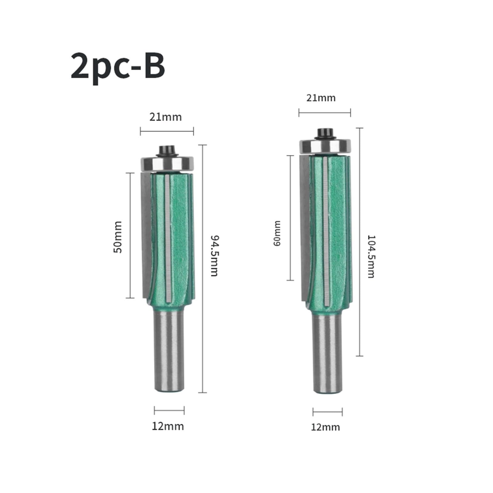1/2/3/4 sztuk 8MM 12MM Shank Z4 Flush Trim Bit frez do obróbki drewna frez do drewna Bit frez czołowy frez z węglików spiekanych frez trzpieniowy(2pc-B)