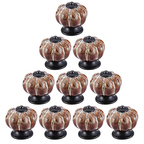 TsunNee Pomos de cerámica para armario, pomos de cajón de diseño de leopardo, tiradores de calabaza envejecida, 40 mm redondos para puerta de muebles (10 unidades), color blanco
