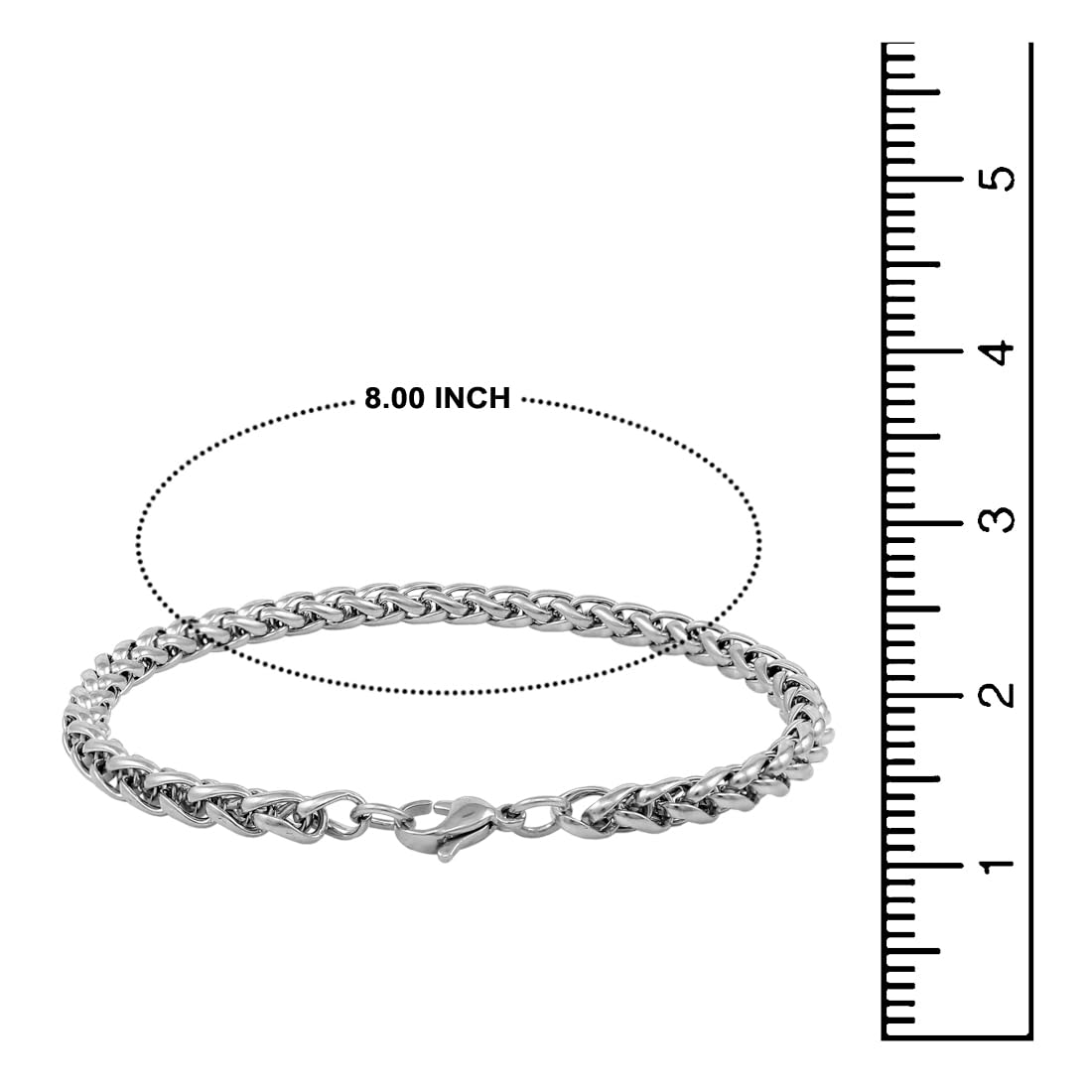 Stainless Steel Chain Wrist Bracelet (Silver)