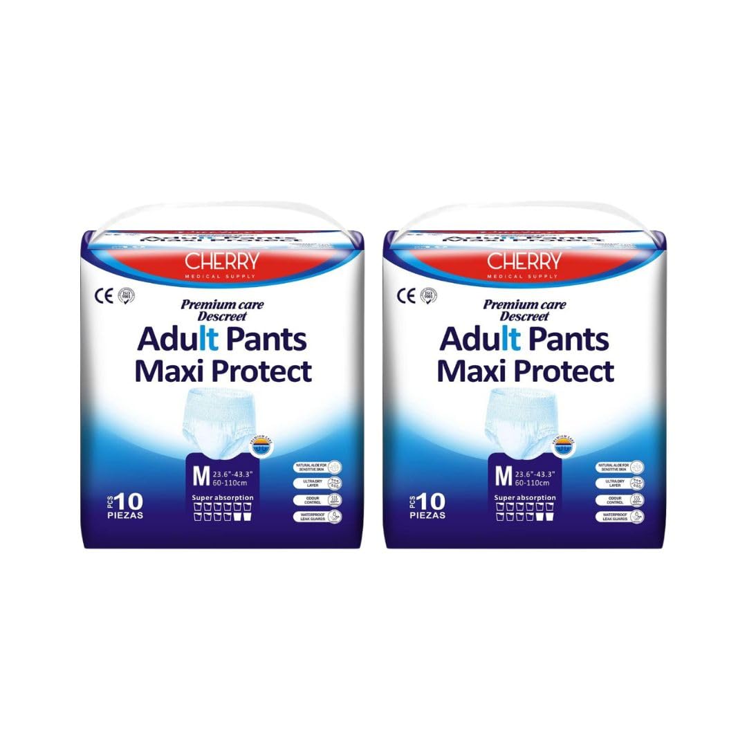 Cherry Medical SupplyUniJoy 20 Pieces Adult Diapers Pull Up/Pant Style Maximum Absorbency, Maximum Overnight Absorbency, Leak Protection, Unisex, Medium – Large Size (Waist Size 60 cm – 110 cm)