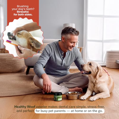 Image of Dental Powder for Dogs Teeth Cleaning. Complete Oral Care Bone Broth. Made in the USA. 2.1 oz, 30 Scoops