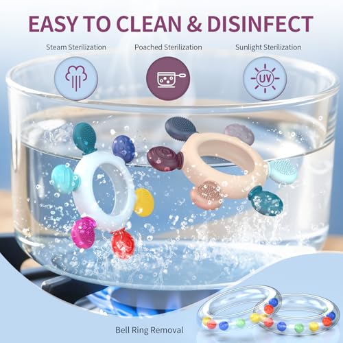 Image of akolik Teething Toys for Babies, Baby Teethers Toy Teething Ring Silicone, Grasping Teething Toy, BPA Free Teething Newborn Accessories for Baby 0 3 6 9 12 18 Months (Ringer Grey)