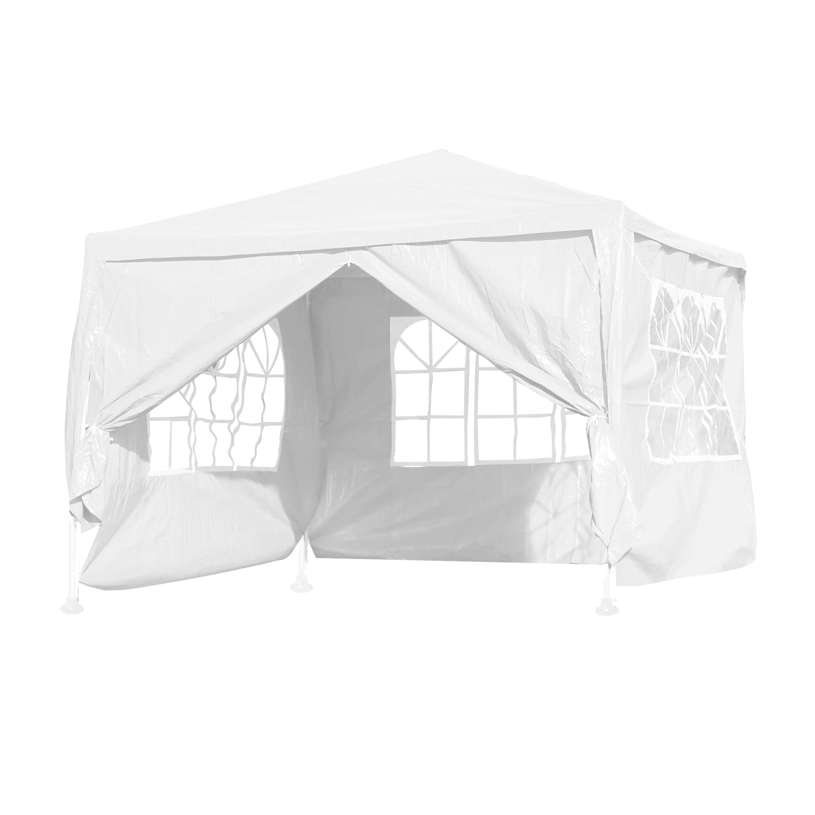 Panana 10''x10'' Gazebo with 4 Side Panels Waterproof PE Garden Marquee Canopy Party Wedding Tent Marquee 3X3m (White)
