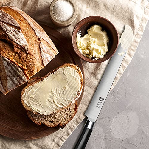 Ritsu Bread Knife 10 Inch Serrated Knife, Professional Serrated Bread Knife, German High Carbon Steel Bread Slicer With Ergonomic Handle For Homemade Bread Slicing #TOP6