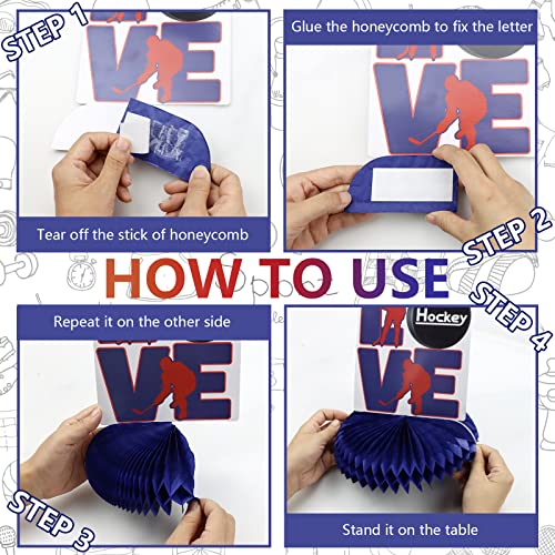 Hockey Party Decorations, Includes Ice Hockey Happy Birthday Banners Garland, Hockey Pattern Tablecloth, Table Centerpieces, Cake Toppers, Hockey Balloons For Kids Birthday Party Hockey Sports Party #TOP3