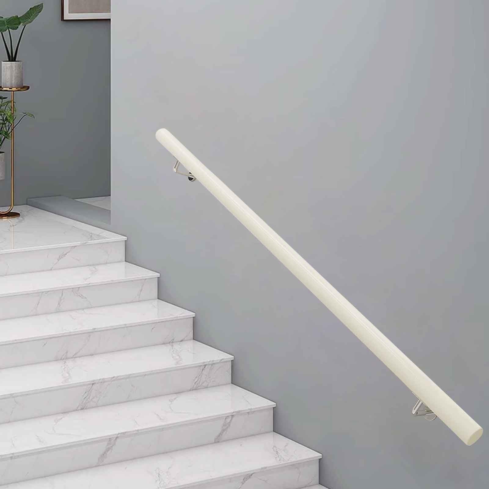 Barre de maintien escalier 400cm en bois blanc contre les chutes