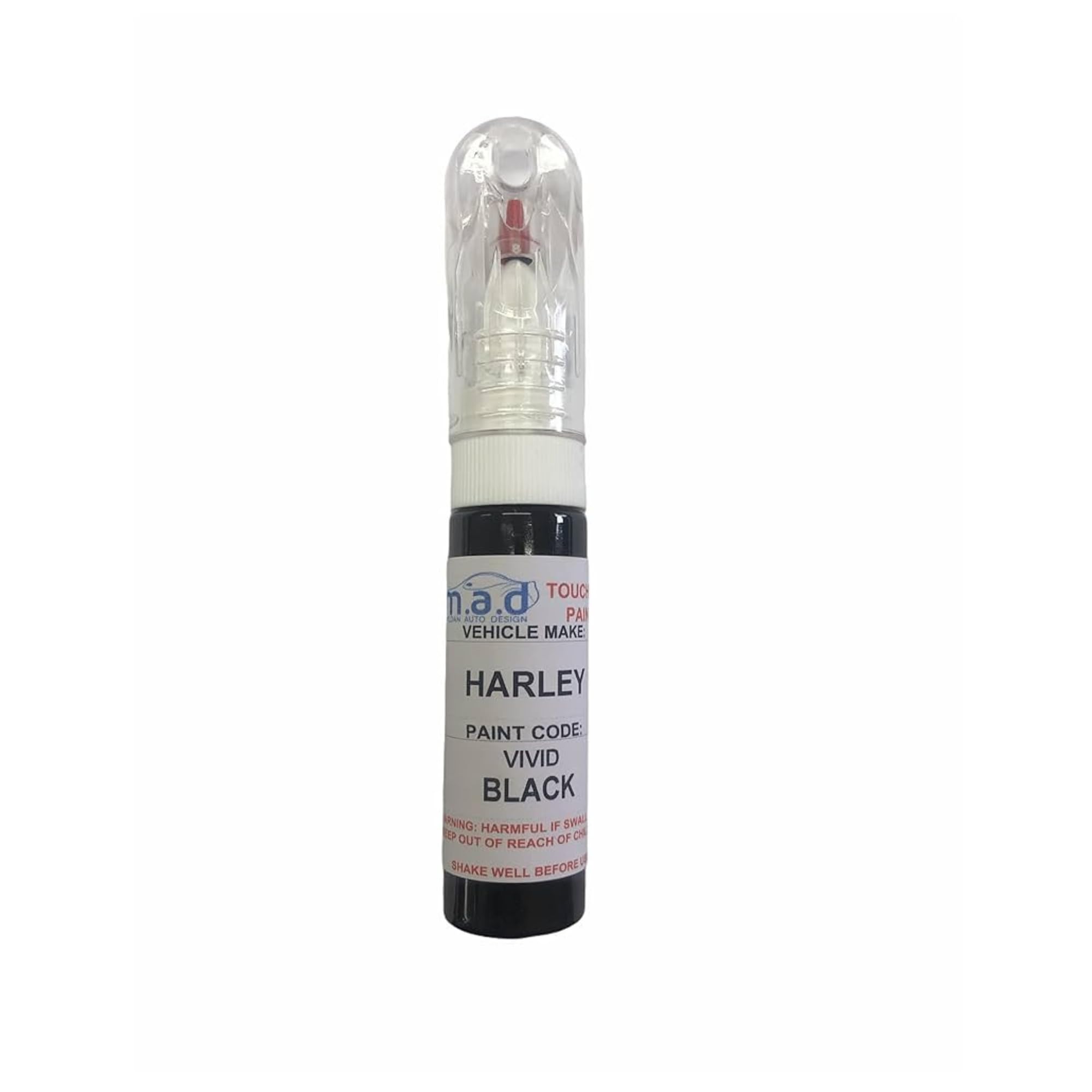 M.a.d Myldan Auto Design Just Paint Car Touch Up Paint Pen Compatible With Harley Davidson Vivid Black Motorbike - 20Ml Precision Scratch Repair Kit With Needle & Brush - Exact Colour Match (Just Paint)