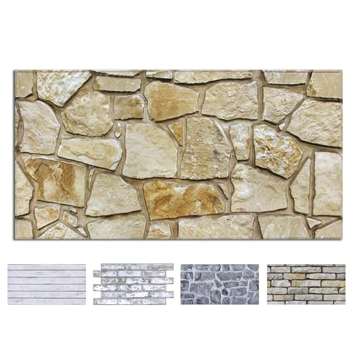 COMSTICKC 3D Faux Stone Wall Panels Peel and Stick Decorative Tiles 12 Pcs 22.8 x 11.8 DIY UrltraLight PVC Fake Stone Wall Covering Stickers for Kitchen Living Room Background Covers 22.48 sq.ft