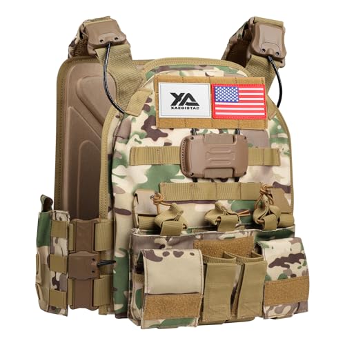 Image of xaegistac Tactical Vest One Click Quick Release Tactical Vest | Adjustable Modular Design for Outdoor, Hunting, Shooting and Security