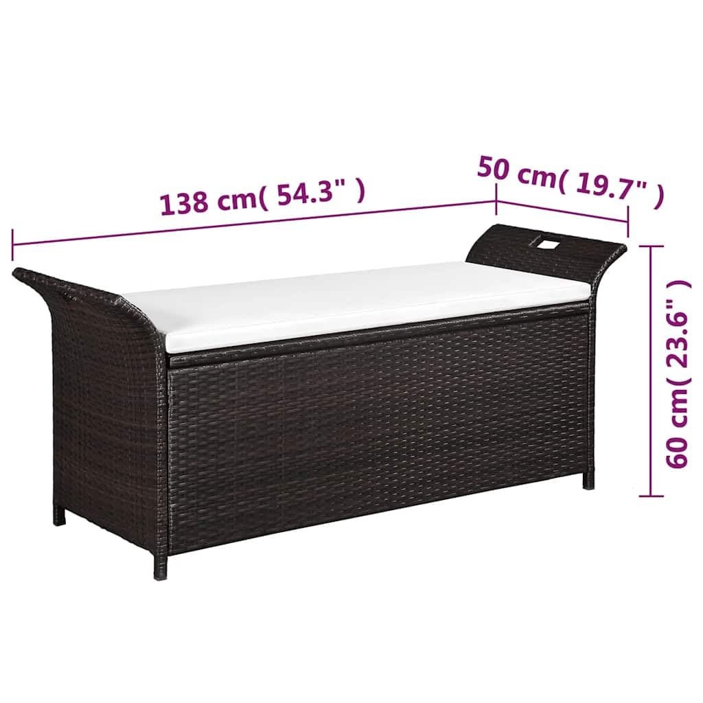 vidaXL Gartenbank Poly Rattan Bank Sitzbank Auflagenbox Kissenbox Gartentruhe